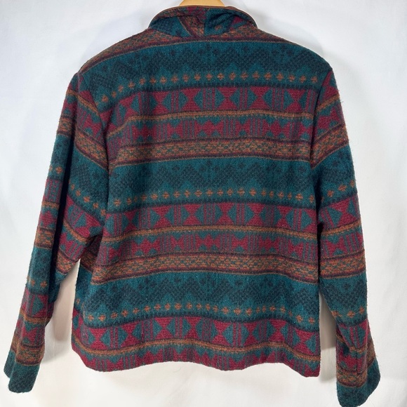 Vintage 90s Ll Bean Women’s Aztec Tribal Wool  Jacket USA Large Western Cowgirl - Picture 2 of 7